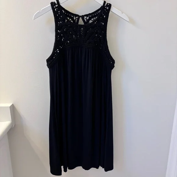 LOFT Black Dress with Knit Crochet Bodice, Sz S. - Picture 2 of 8